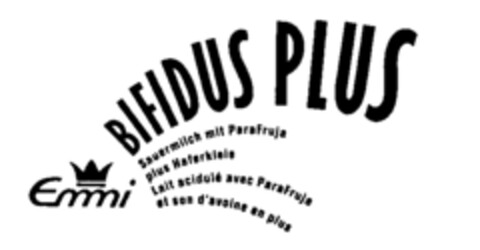 Emmi BIFIDUS PLUS Sauermilch mit ParaFruja plus Haferkleie Lait acidulé avec ParaFruja et son d'avoine en plus Logo (IGE, 14.03.1990)