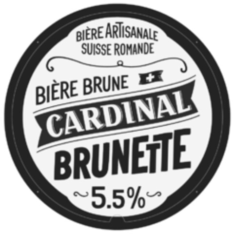 BIÈRE ARTISANALE SUISSE ROMANDE BIÈRE BRUNE CARDINAL BRUNETTE 5.5% Logo (IGE, 16.12.2013)