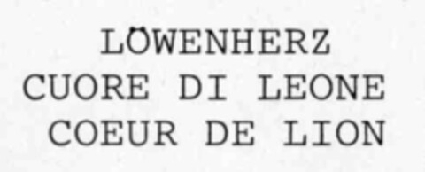 LöWENHERZ CUORE DI LEONE COEUR DE LION Logo (IGE, 07/29/1993)