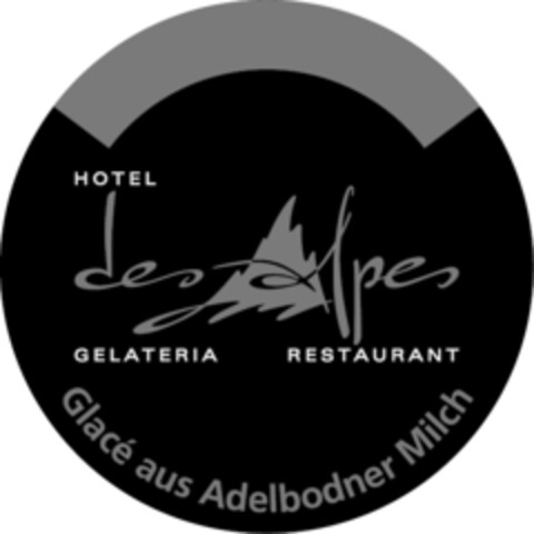 Hotel des Alpes GELATERIA RESTAURANT Glacé aus Adelbodner Milch Logo (IGE, 25.06.2012)