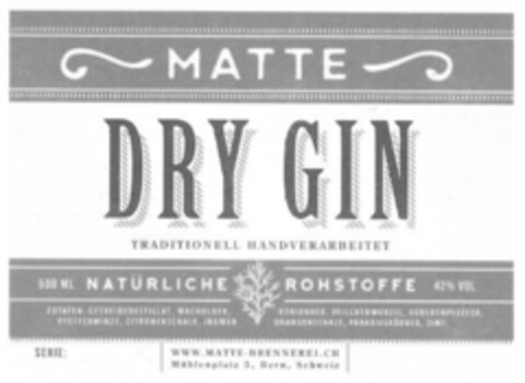 MATTE DRY GIN Logo (IGE, 04.12.2017)