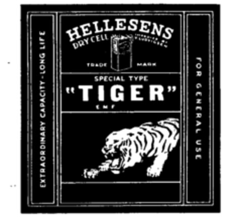 HELLESENS DRY CELL SPECIAL TYPE ''TIGER'' Logo (IGE, 07.08.1989)