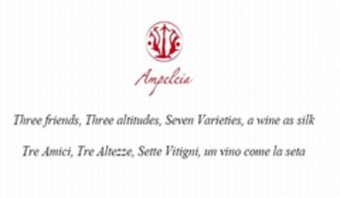 Ampeleia Three friends, Three altitudes, Seven Varieties, a wine as silk Tre Amici, Tre Altezze, Sette Vitigni, un vino come la seta Logo (IGE, 02.03.2009)