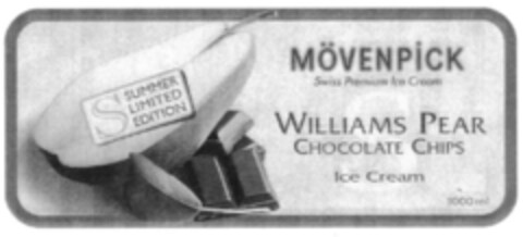 S SUMMER LIMITED EDITION MÖVENPICK Swiss Premium Ice Cream WILLIAMS PEAR CHOCOLATE CHIPS Ice Cream Logo (IGE, 05.04.2001)