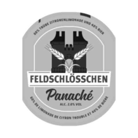 60% TRÜBE ZITRONENLIMONADE UND 40% BIER FELDSCHLÖSSCHEN Panaché ALC. 2.0% VOL 60% DE LIMONADE DE CITRON TROUBLE ET 40% DE BIÈRE Logo (IGE, 29.01.2018)