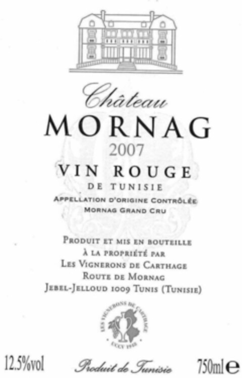 Château MORNAG 2007 VIN ROUGE DE TUNISIE Logo (IGE, 22.07.2011)