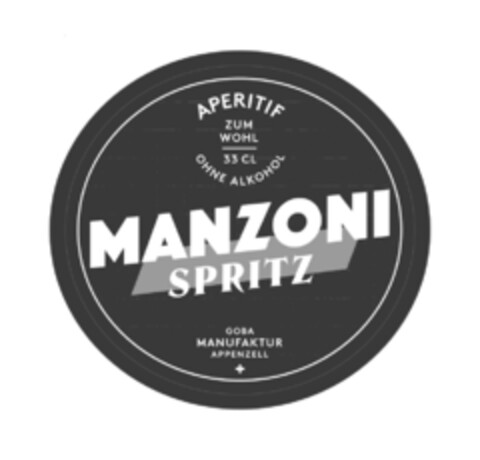 MANZONI SPRITZ APERITIF ZUM WOHL 33CL OHNE ALKOHOL GOBA MANUFAKTUR APPENZELL Logo (IGE, 11.06.2021)