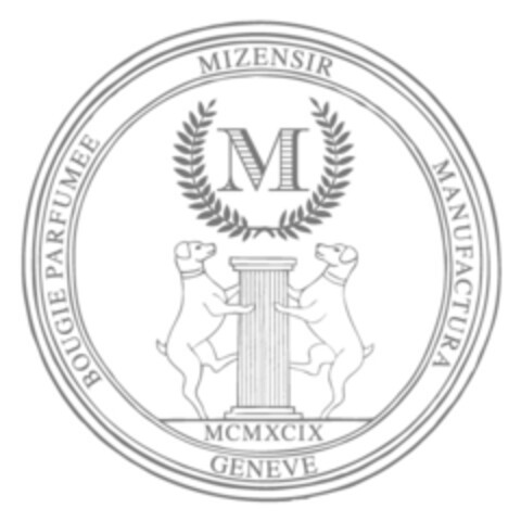 BOUGIE PARFUMEE MIZENSIR MANUFACTURA GENEVE M MCMXCIX Logo (IGE, 01.08.2013)