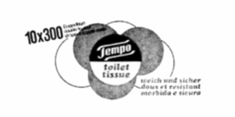 Tempo toilet tissue weich und sicher doux et resistant morbida e sicura 10X300 Doppelblatt double feuilles strappi a doppio strato Logo (IGE, 07/28/1976)