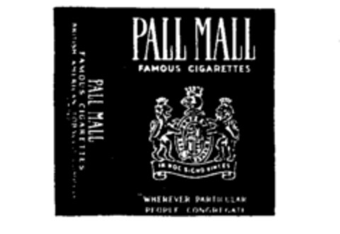 PALL MALL FAMOUS CIGARETTES WHEREVER PARTICULAR PEOPLE CONGREGATE Logo (IGE, 09/28/1988)