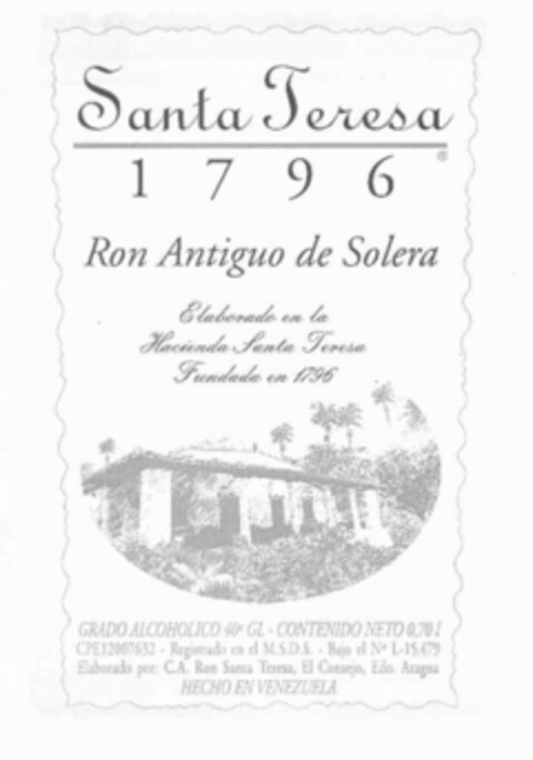 Santa Teresa 1796 Ron Antiguo de Solera Logo (IGE, 11.03.2009)