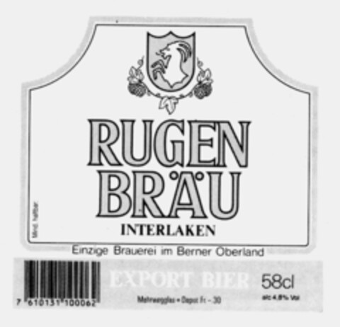 RUGEN BRäU INTERLAKEN... Logo (IGE, 29.03.1995)