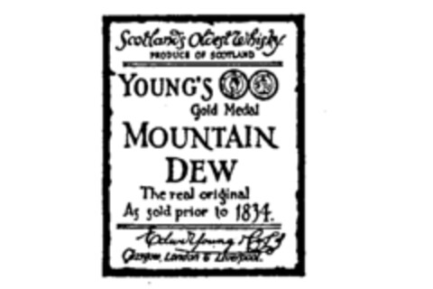 YOUNG'S Gold Medal MOUNTAIN DEW Logo (IGE, 07/16/1988)