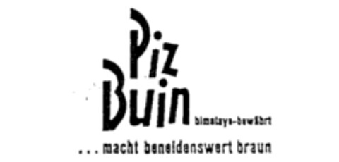 Piz Buin himalaya-bewährt ...macht beneidenswert braun Logo (IGE, 16.10.1991)