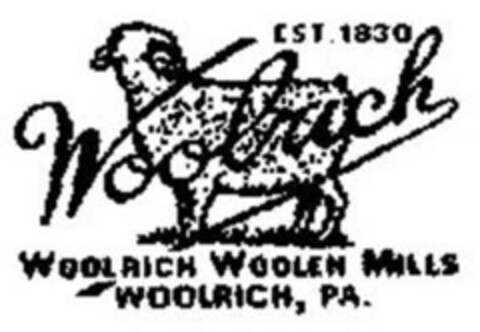 CST. 1830 Woolrich WOOLRICH WOOLEN MILLS WOOLRICH, P.A. Logo (IGE, 26.09.2008)