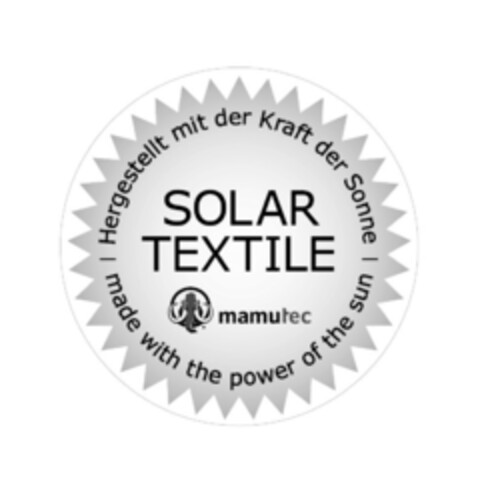 SOLAR TEXTILE mamutec | Hergestellt mit der Kraft der Sonne | made with the power of the sun Logo (IGE, 22.04.2022)