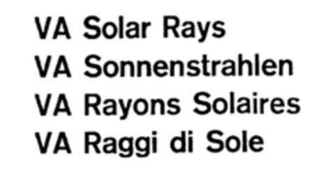 VA Solar Rays VA Sonnenstrahlen VA Rayons Solaires VA Raggi di Sole Logo (IGE, 15.04.1986)