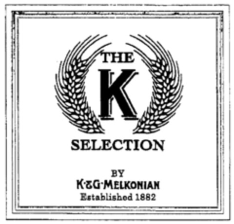 THE K SELECTION K & G MELKONIAN Established 1882 Logo (IGE, 10/15/2003)