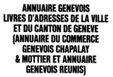 ANNUAIRE GENEVOIS LIVRES D'ADRESSES DE LA VILLE ET DU CANTON..... Logo (IGE, 30.11.1992)