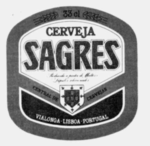CERVEJA SAGRES CENTRAL DE CERVEJAS VIALONGA-LISBOA-PORTUGAL Logo (IGE, 08/04/1989)