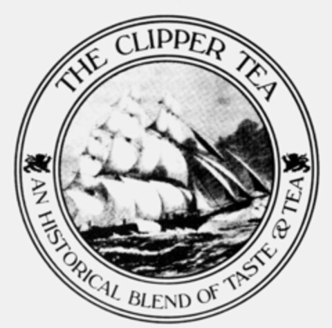 THE CLIPPER TEA AN HISTORICAL BLEND OF TASTE & TEA Logo (IGE, 01/25/1990)