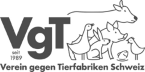 VgT seit 1989 Verein gegen Tierfabriken Schweiz Logo (IGE, 17.03.2020)