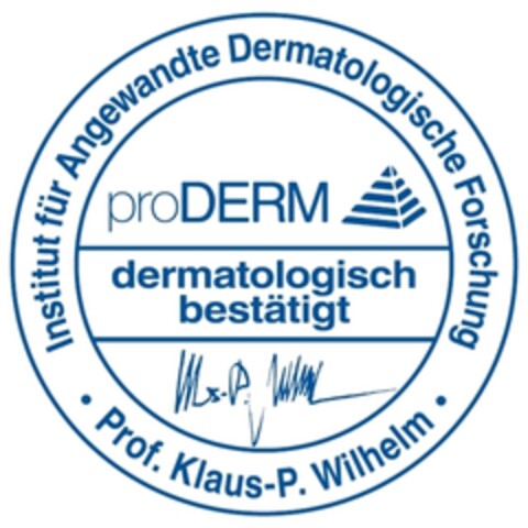 proDERM dermatologisch bestätigt Institut für Angewandte Dermatologische Forschung Prof. Klaus-P. Wilhelm Logo (IGE, 20.07.2011)