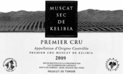 MUSCAT SEC DE KELIBIA PREMIER CRU Appellation d'Origine Contrôlée PREMIER CRU MUSCAT DE KELIBIA 2009 Logo (IGE, 22.07.2011)