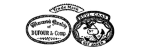 Warranted Quality of DUFOUR & Comp. BUYL GAAS HET ANKER Logo (IGE, 29.08.1986)