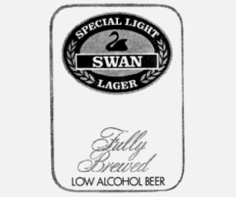 SPECIAL LIGHT SWAN LAGER FULLY BREWED LOW ALCOHOL BEER Logo (IGE, 06/19/1987)