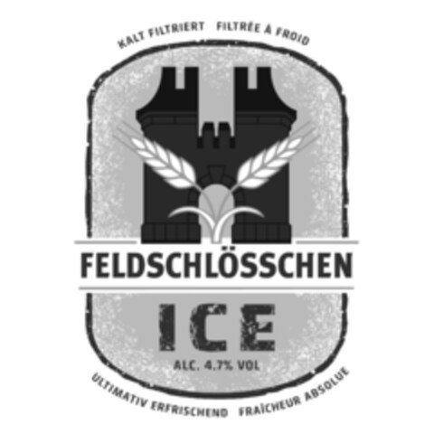 KALT FILTRIERT FILTRÉE À FROID FELDSCHLÖSSCHEN ICE ALC. 4.7% VOL ULTIMATIV ERFRISCHEND FRAÎCHEUR ABSOLUE Logo (IGE, 27.05.2019)