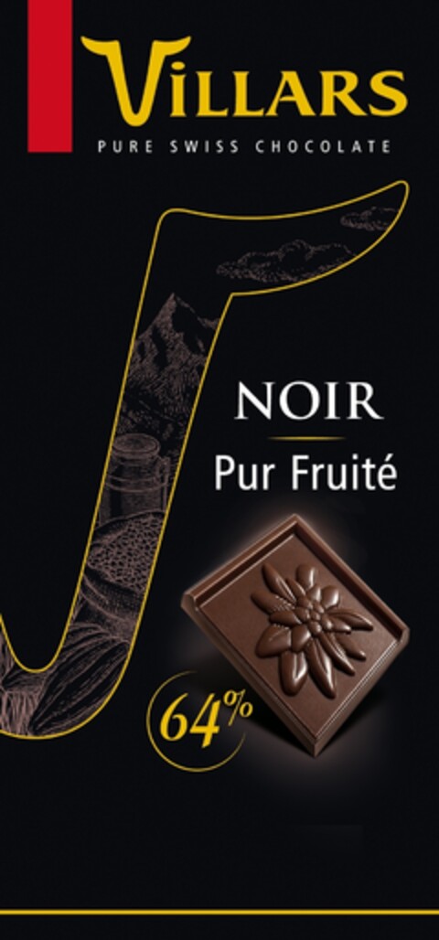 ViLLARS PURE SWISS CHOCOLATE NOIR Pur Fruité 64% Logo (IGE, 28.05.2015)