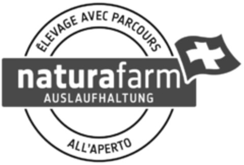 ÉLEVAGE AVEC PARCOURS naturafarm AUSLAUFHALTUNG ALL'APERTO Logo (IGE, 01/10/2014)