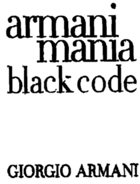 armani mania black code GIORGIO ARMANI Logo (IGE, 03/02/2004)