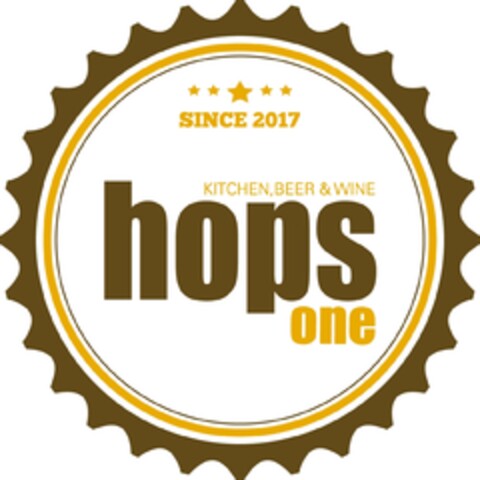 hops one KITCHEN, BEER & WINE SINCE 2017 Logo (IGE, 23.06.2017)