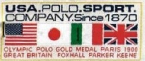 USA.POLO.SPORT. COMPANY.Since 1870 OLYMPIC POLO GOLD MEDAL PARIS 1900 GREAT BRITAIN FOXHALL PARKER KEENE Logo (IGE, 02.03.2018)
