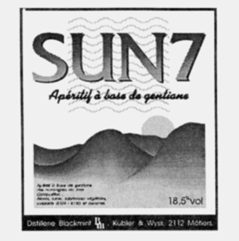 SUN7 Apéritif à base de gentiane Logo (IGE, 23.09.1991)