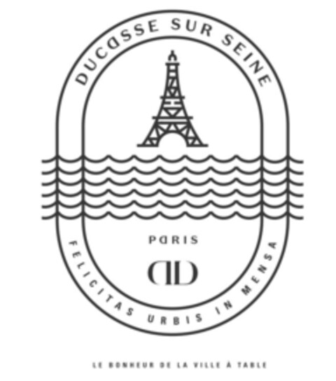 DUCASSE SUR SEINE PARIS DD FELICITAS URBIS IN MENSA LE BONHEUR DE LA VILLE À TABLE Logo (IGE, 09/11/2018)