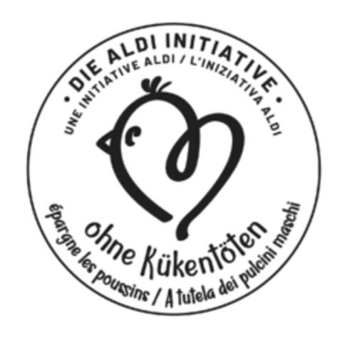 DIE ALDI INITIATIVE UNE INITIATIVE ALDI / L'INIZIATIVA ALDI ohne Kükentöten épargne les poussins / A tutela dei pulcini maschi Logo (IGE, 08/05/2020)