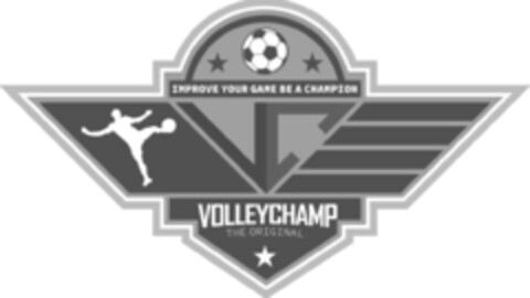IMPROVE YOUR GAME BE A CHAMPION VOLLEYCHAMP THE ORIGINAL Logo (IGE, 20.10.2023)
