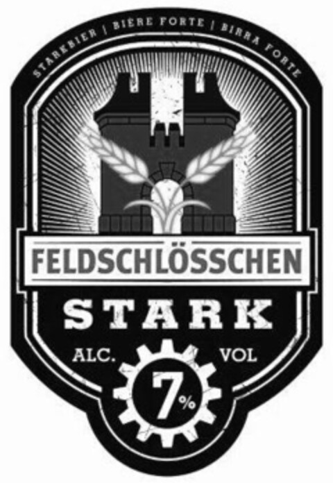 FELDSCHLÖSSCHEN STARK ALC. 7% VOL STARKBIER BIERE FORTE BIRRA FORTE Logo (IGE, 13.12.2012)