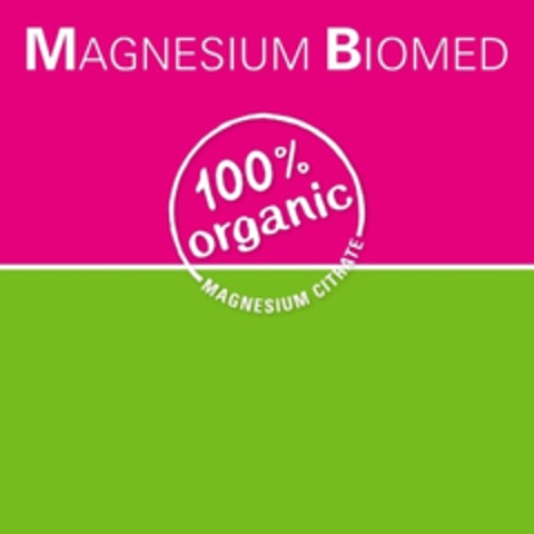 MAGNESIUM BIOMED 100% organic MAGNESIUM CITRATE Logo (IGE, 18.07.2016)