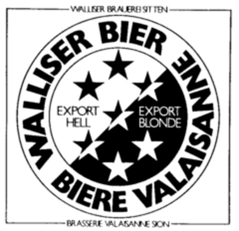 WALLISER BRAUEREI SITTEN EXPORT HELL Logo (IGE, 18.09.1992)