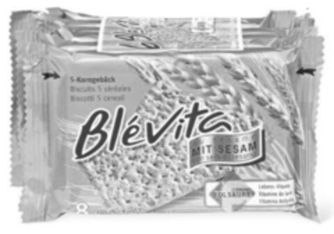 Blévita au sesame MIT SESAM con semi di sesamo 5-Korngebäck Biscuits 5 céréales Biscotti 5 cereali FOLSÄURE Lebens-Vitamin Vitamine de la vie Vitamina della vita Logo (IGE, 10.08.2016)