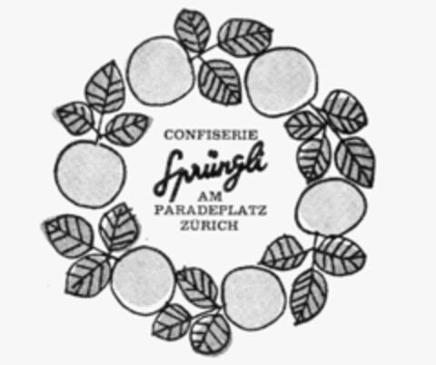 CONFISERIE Sprüngli AM PARADEPLATZ ZüRICH Logo (IGE, 29.12.1987)