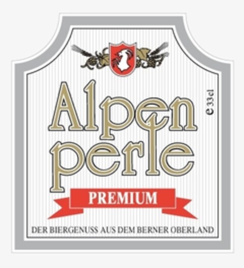 Alpen perle PREMIUM DER BIERGENUSS AUS DEM BERNER OBERLAND e33cl Logo (IGE, 19.04.2011)