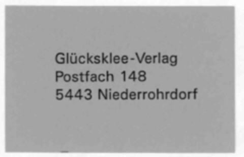 Glücksklee-Verlag Postfach 148 5443 Niederrohrdorf Logo (IGE, 13.07.2000)