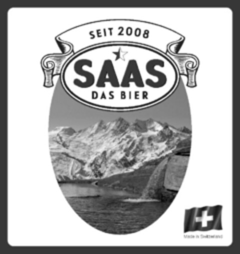 SAAS DAS BIER SEIT 2008 Gebraut, abgefüllt in der Brauerei Felsenau, Bern Logo (IGE, 03/24/2020)