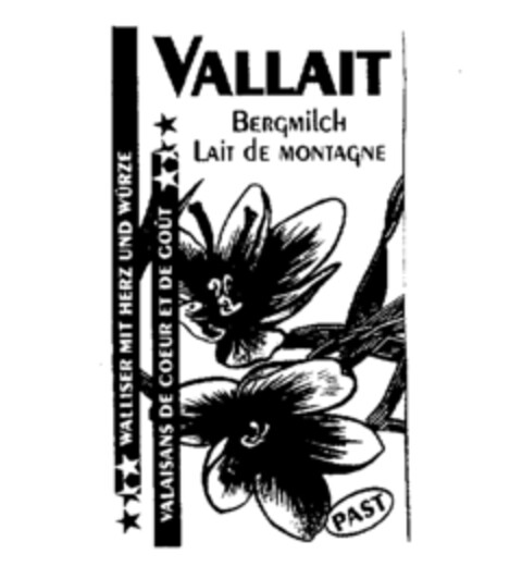 VALLAIT Bergmilch, Lait de MONTAGNE, Walliser mit Herz und Würze, Valaisans de coeur et de gout Logo (IGE, 11.10.1994)