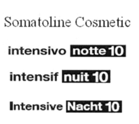 Somatoline Cosmetic intensivo notte 10 intensif nuit 10 Intensive Nacht 10 Logo (IGE, 10.07.2012)